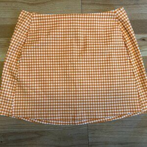 Orange Gingham Mini Skirt